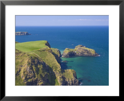 Carrick-A-Rede Rope Bridge To Carrick Island, Larrybane Bay, County Antrim, Northern Ireland by Neale Clarke Pricing Limited Edition Print image