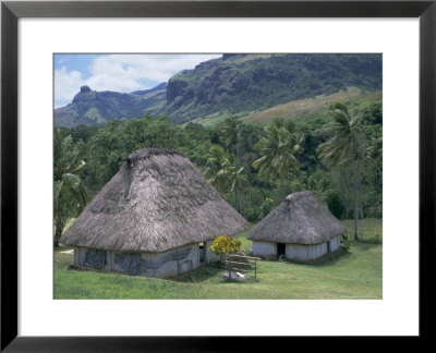 Traditional Houses, Bures, In The Last Old-Style Village, Fiji, South Pacific Islands by Anthony Waltham Pricing Limited Edition Print image