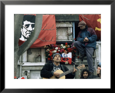 Guitarist Plays Victor Jara Songs At His Grave On 11Th De Septiembre, Chile, South America by Aaron Mccoy Pricing Limited Edition Print image