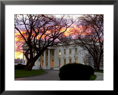 The Early Morning Sunrise Warms Up The Winter Sky Behind The White House January 10, 2002 by Ron Edmonds Pricing Limited Edition Print image