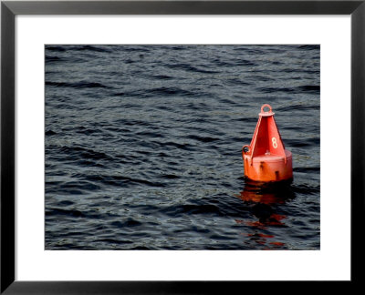 Red Buoy Marked With Number Eight Floating On Calm Seas by Todd Gipstein Pricing Limited Edition Print image