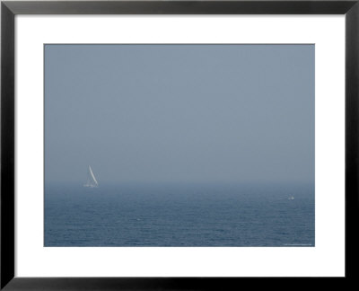 Sailboat In The Haze On Narragansett Bay In Newport by Todd Gipstein Pricing Limited Edition Print image