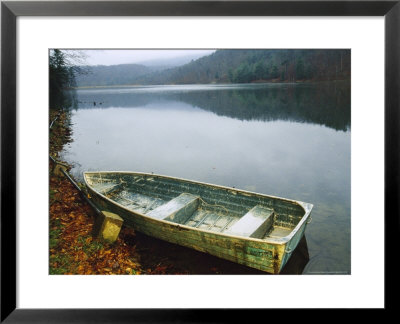 Old Rowboat On The Shore Of Douthat Lake In Rain by Raymond Gehman Pricing Limited Edition Print image