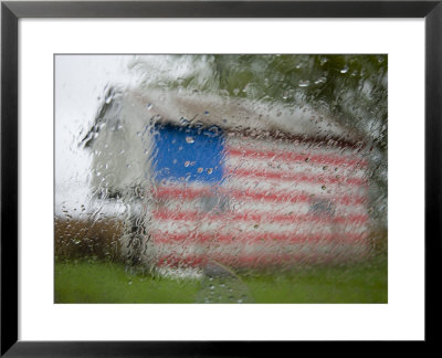 Raindrops On A Window Diffuse American Flag Painted On Shed, Dover, Delaware by Stephen St. John Pricing Limited Edition Print image
