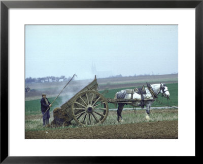 French Farmer Laying Compost On His Field From A Cart Drawn By A Percheron Horse by Loomis Dean Pricing Limited Edition Print image