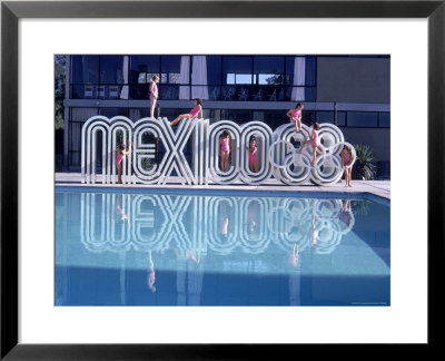 School Children Playing On Olympic Logo Mexico 68 Beside Pool by John Dominis Pricing Limited Edition Print image