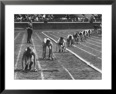 Penn Relay Races, College Students Crouched In Starting Position by George Silk Pricing Limited Edition Print image