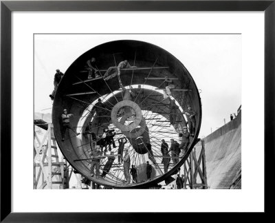 Men Working On Pipes Used To Divert Section Of Missouri River During Building Of Fort Peck Dam by Margaret Bourke-White Pricing Limited Edition Print image