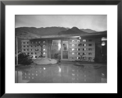 Swimming Pool At Industrial Designer Raymond Loewy's Home Running From Outdoors Into Living Room by Peter Stackpole Pricing Limited Edition Print image