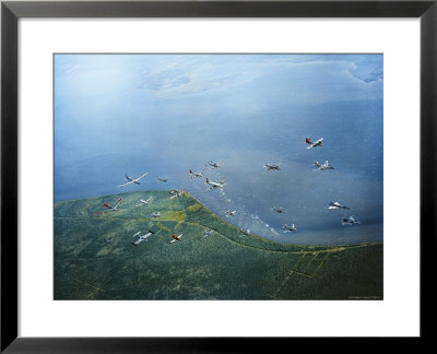 Fleet Of Us Air Force Operational Planes Flying In A Single Formation Over Gulf Coast by J. R. Eyerman Pricing Limited Edition Print image