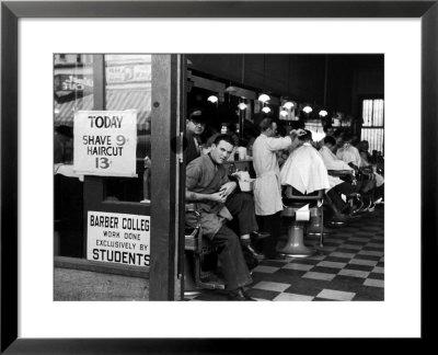 Barbershop At Down Town Hair School by Alfred Eisenstaedt Pricing Limited Edition Print image
