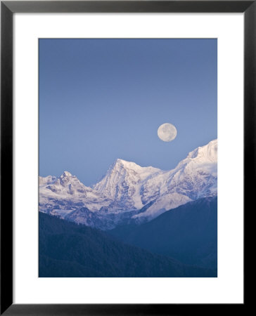 Kangchendzonga Range, Full Moon Over Kanchenjunga, Upper Pelling, Pelling, Sikkim, India by Jane Sweeney Pricing Limited Edition Print image