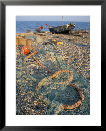 Nets And Boats On The Beach, Aldeburgh, Suffolk, England, United Kingdom by Brigitte Bott Pricing Limited Edition Print image