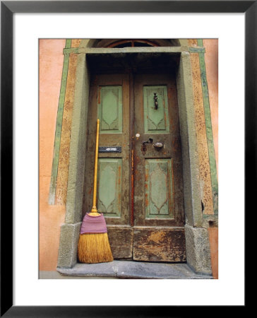 Doors And Broom, Ardez, Switzerland, Europe by John Miller Pricing Limited Edition Print image