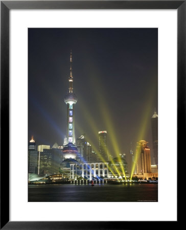 The Oriental Pearl Tower In The Pudong District At Night, Shanghai, China, Asia by Angelo Cavalli Pricing Limited Edition Print image