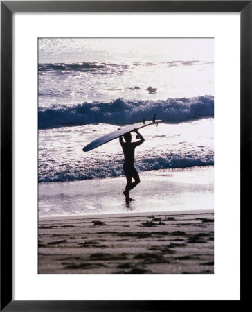 Longboarder Walking On Beach, Indonesia by Paul Beinssen Pricing Limited Edition Print image