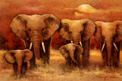 Bull Elephants by Kanayo Ede Pricing Limited Edition Print image