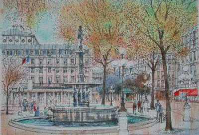 Paris, Place Du Théâtre Français by Rolf Rafflewski Pricing Limited Edition Print image