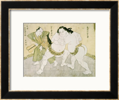 Wrestling Match Between Kimenzan Tanigoro And Edogasaki by Katsukawa Shunsho Pricing Limited Edition Print image