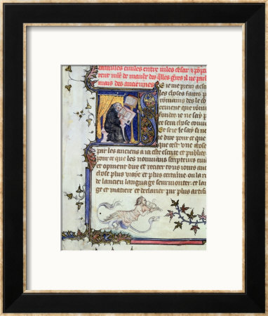 Monk Copying A Manuscript, From The History Of Rome By Livy Circa 1370 by Master Of The Boqueteaux Pricing Limited Edition Print image