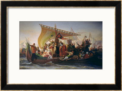 The Crossing Of The Bosphorus By Godfrey Of Bouillon (Circa 1060-1100) And His Brother, Baldwin by Emile Signol Pricing Limited Edition Print image