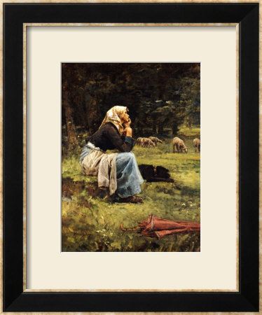 A Young Shepherdess by Pierre Billet Pricing Limited Edition Print image