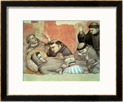 The Death Of St. Francis, Detail Of St. Francis And The Monks, From The Bardi Chapel by Giotto Di Bondone Pricing Limited Edition Print image