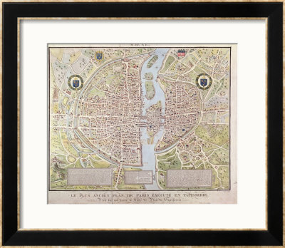 Plan De La Tapisserie, Map Of Paris, Originally A Tapestry Made In Circa 1570, 1818 by Caroline Naudet Pricing Limited Edition Print image