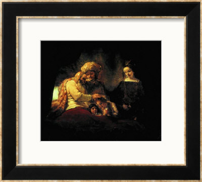 Jacob Blessing His Grandchildren Ephraim And Menasse, Parents Joseph And Anasth by Rembrandt Van Rijn Pricing Limited Edition Print image