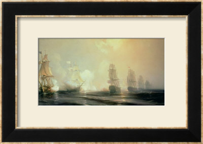 Naval Battle In Chesapeake Bay, 3Rd September 1781, 1848 by Baron Theodore Gudin Pricing Limited Edition Print image