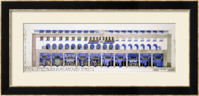 Previously Unrecorded Architectural Drawings For A Shop And Arcaded Street, Circa 1915 by Charles Rennie Mackintosh Pricing Limited Edition Print image