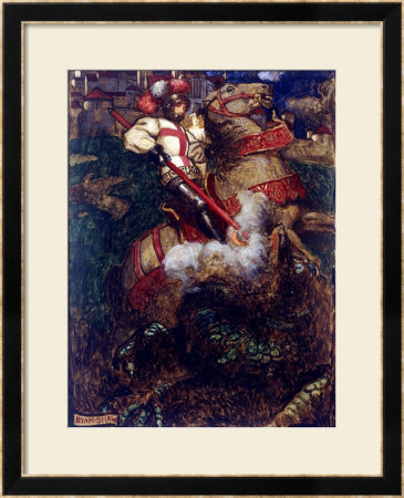 St George Slaying The Dragon, 1908 by John Byam Shaw Pricing Limited Edition Print image