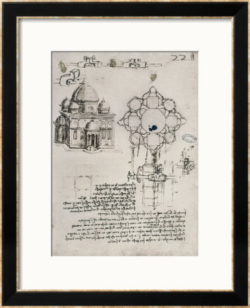 Designs For A Sacred Building And A Lock For A Chest by Leonardo Da Vinci Pricing Limited Edition Print image