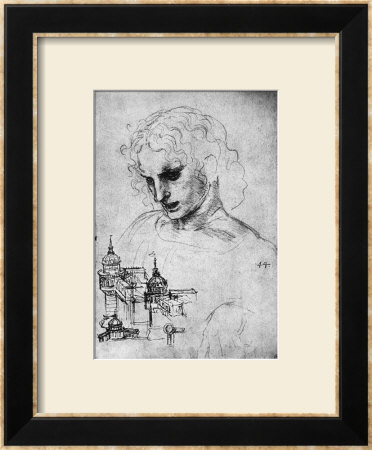 Study Of A Head And Of An Architectural Structure, Windsor Castle by Leonardo Da Vinci Pricing Limited Edition Print image