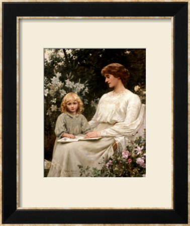 Portrait Of A Mother And A Daughter Reading A Book by Edwin Harris Pricing Limited Edition Print image