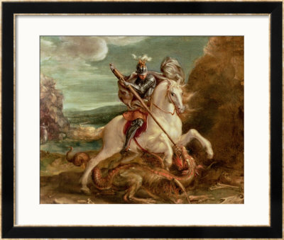 St. George Slaying The Dragon by Hans Von Aachen Pricing Limited Edition Print image