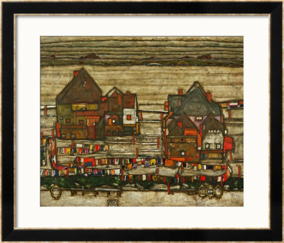 Two Blocks Of Houses With Cloth Lines Or The Suburbs (Ii), 1914 by Egon Schiele Pricing Limited Edition Print image