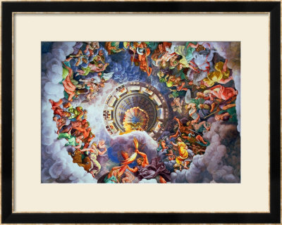 The Gods Of Olympus, Trompe L'oeil Ceiling From The Sala Dei Giganti, 1528 by Giulio Romano Pricing Limited Edition Print image