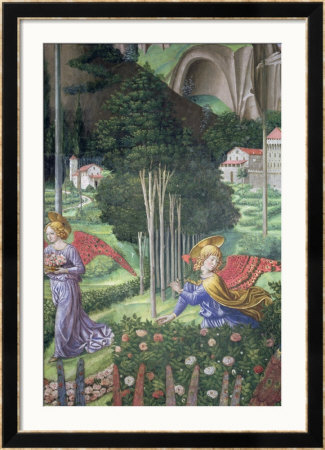 Angel Gathering Flowers In A Heavenly Landscape, Detail From The Journey Of The Magi Cycle by Benozzo Di Lese Di Sandro Gozzoli Pricing Limited Edition Print image