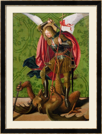 St. Michael Killing The Dragon by Josse Lieferinxe Pricing Limited Edition Print image