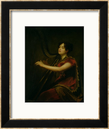 The Marchioness Of Northampton, Playing A Harp, Circa 1820 by Sir Henry Raeburn Pricing Limited Edition Print image