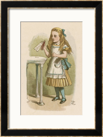 Alice Holds The Bottle Which Says Drink Me On The Label by John Tenniel Pricing Limited Edition Print image