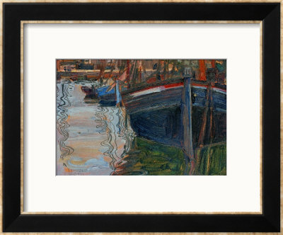 Boats Mirrored In The Water, 1908 by Egon Schiele Pricing Limited Edition Print image