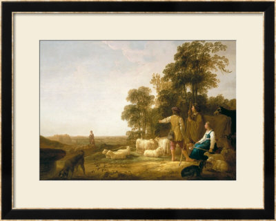 A Landscape With Shepherds And Shepherdesses by Aelbert Cuyp Pricing Limited Edition Print image