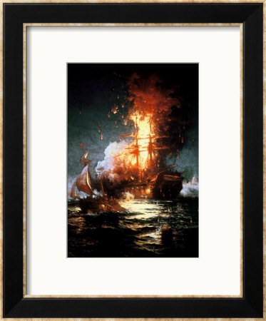 Burning Of The Frigate Philadelphia by Edward Moran Pricing Limited Edition Print image
