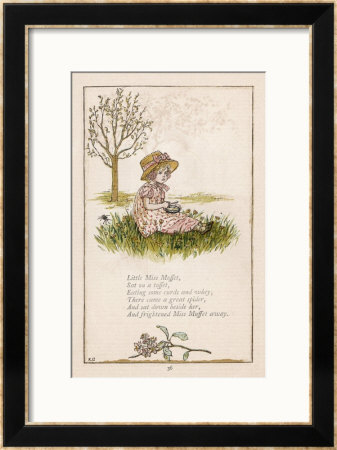 Sufferers From Arachnophobia Will Sympathise With Little Miss Muffet by Kate Greenaway Pricing Limited Edition Print image