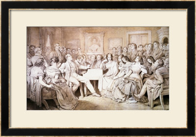 An Evening At Baron Von Spaun's: Schubert At The Piano Among His Friends by Moritz Ludwig Von Schwind Pricing Limited Edition Print image