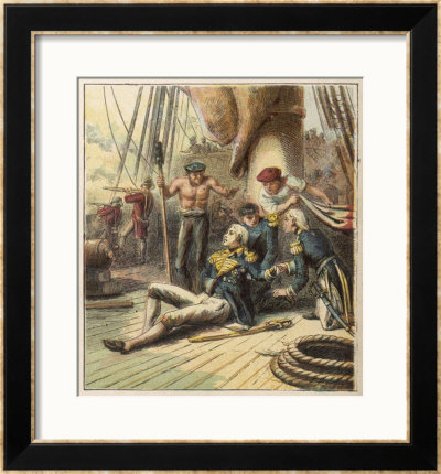 Admiral Nelson Lies Mortally Wounded At The Battle Of Trafalgar by Joseph Kronheim Pricing Limited Edition Print image
