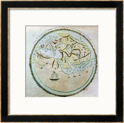 Map Of The World, Copied By Doctor Vincent For His Book On The Journey Of Arrian (Circa 95-180) by Abu Abdallah Muhammad Al-Idrisi Pricing Limited Edition Print image
