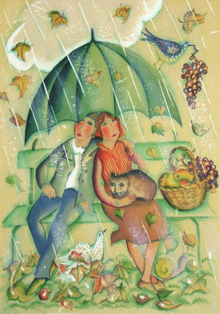 Couple D'automne by Françoise Deberdt Pricing Limited Edition Print image